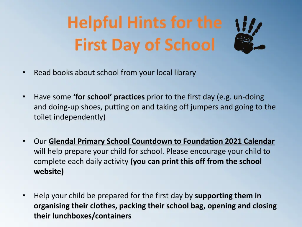 helpful hints for the first day of school