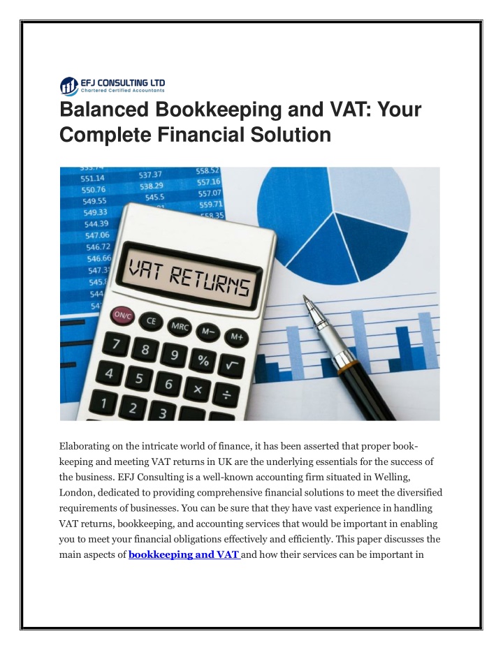 balanced bookkeeping and vat your complete