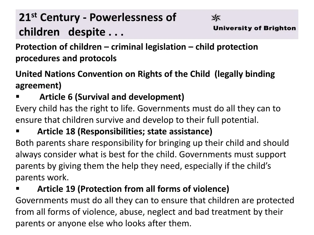 21 st century powerlessness of children despite