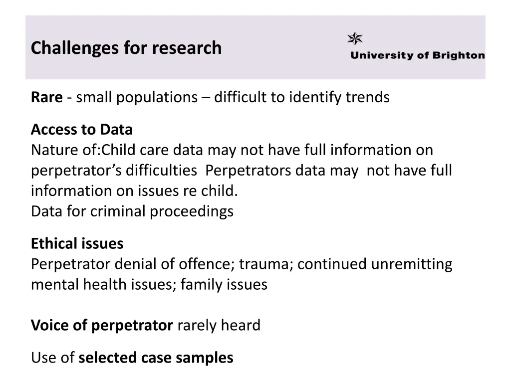 challenges for research