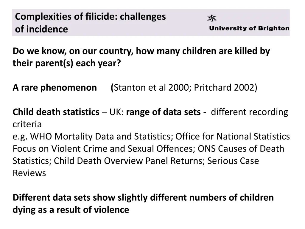 complexities of filicide challenges of incidence