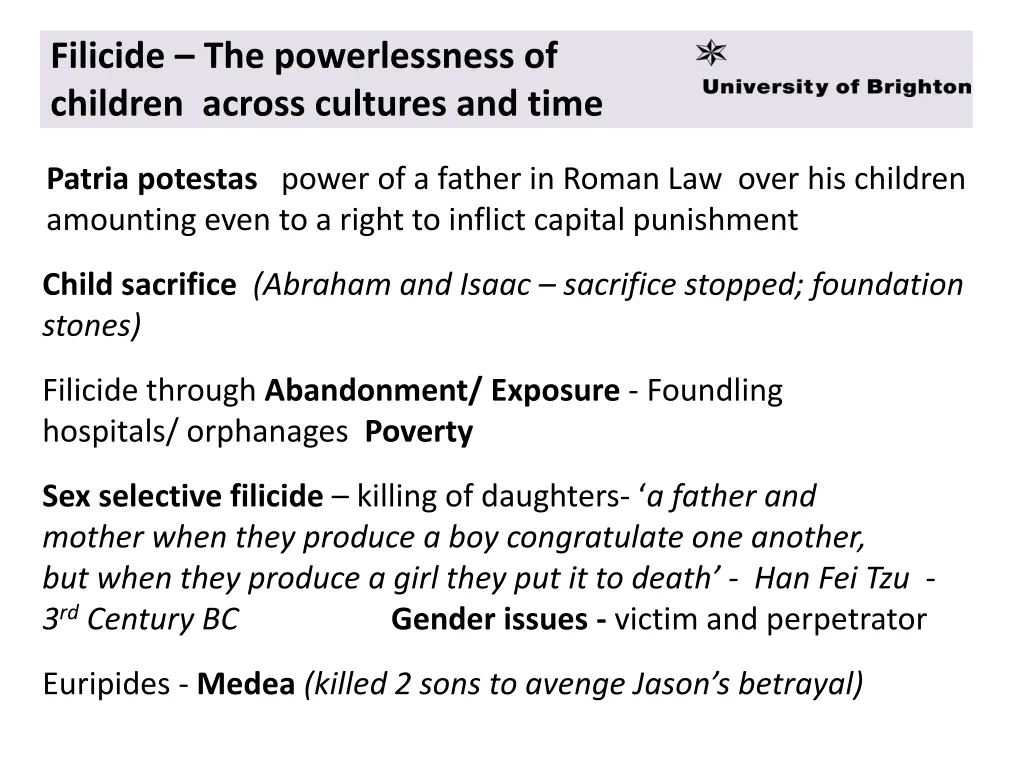 filicide the powerlessness of children across