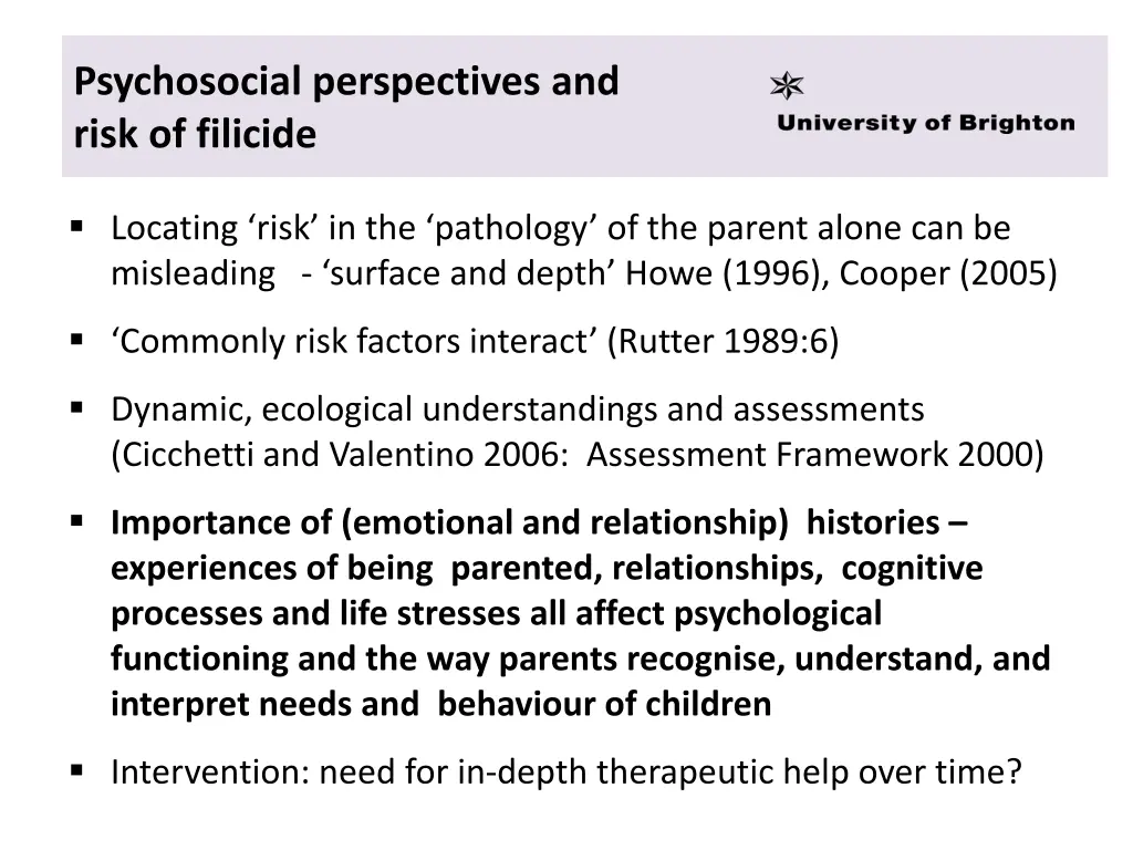 psychosocial perspectives and risk of filicide