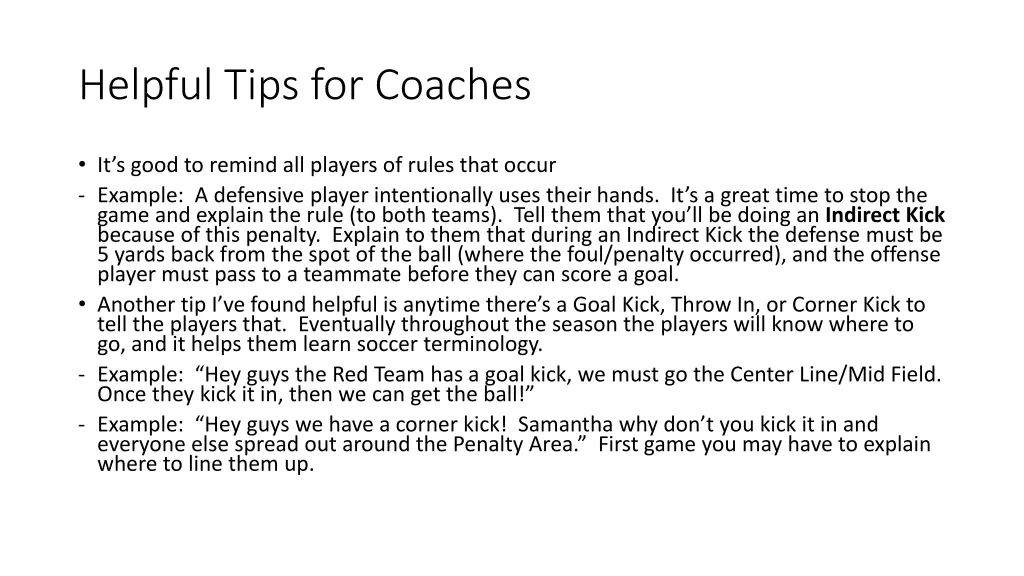 helpful tips for coaches