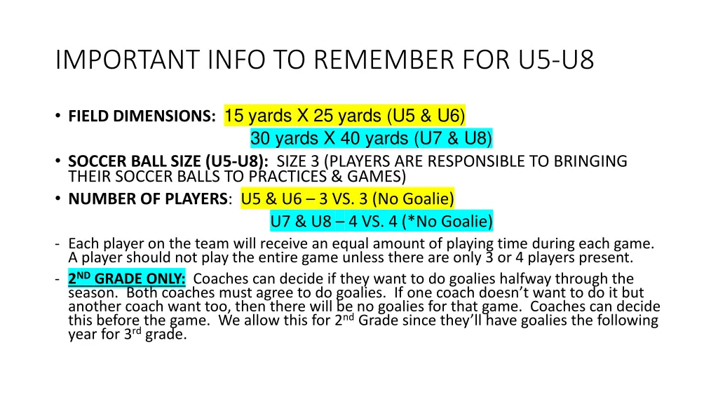 important info to remember for u5 u8