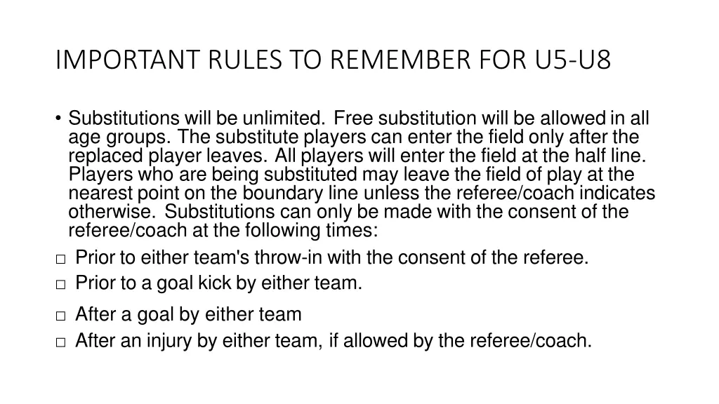 important rules to remember for u5 u8