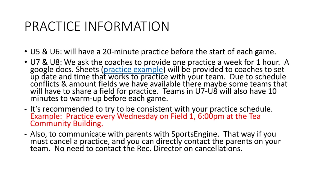 practice information