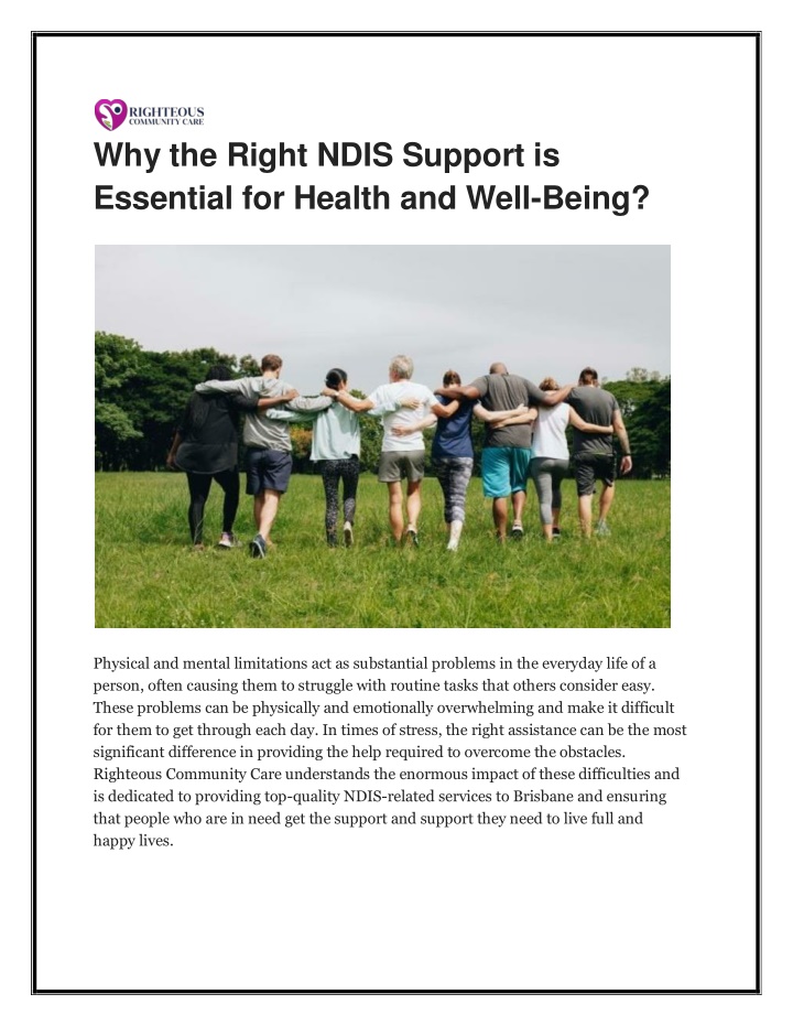 why the right ndis support is essential