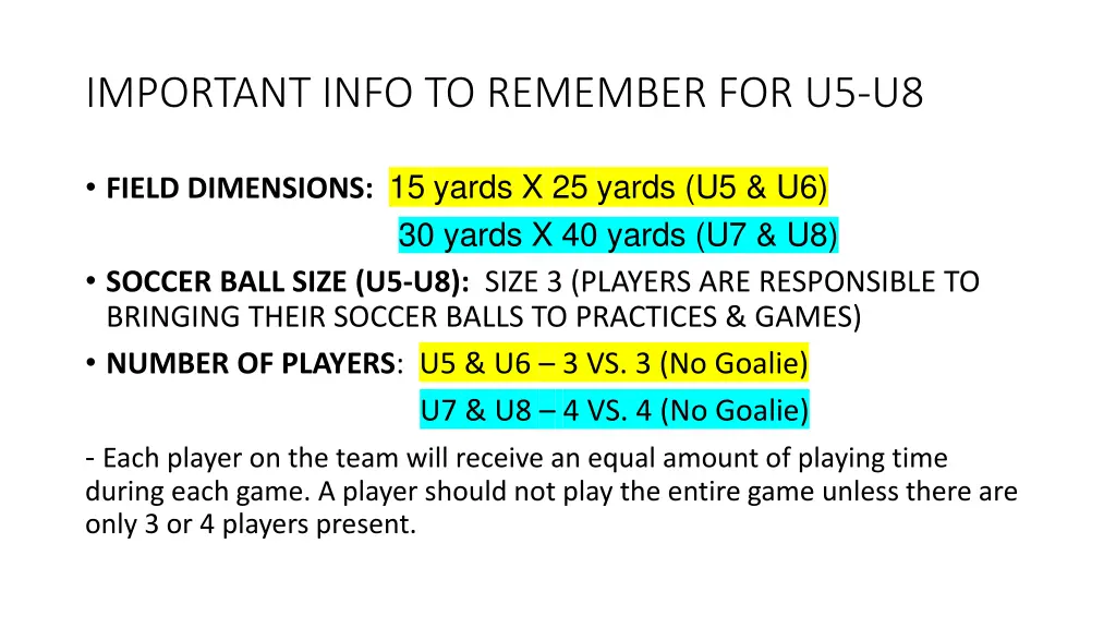 important info to remember for u5 u8