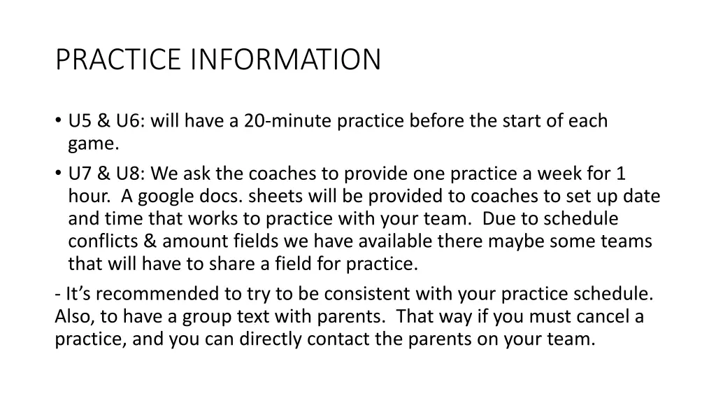 practice information