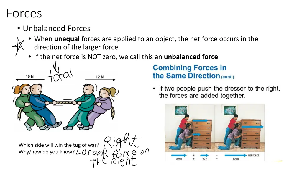 forces unbalanced forces when unequal forces