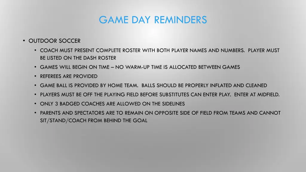 game day reminders