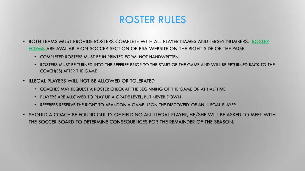 roster rules