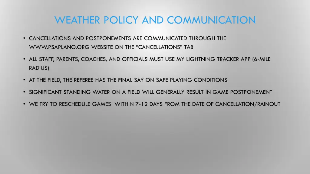 weather policy and communication