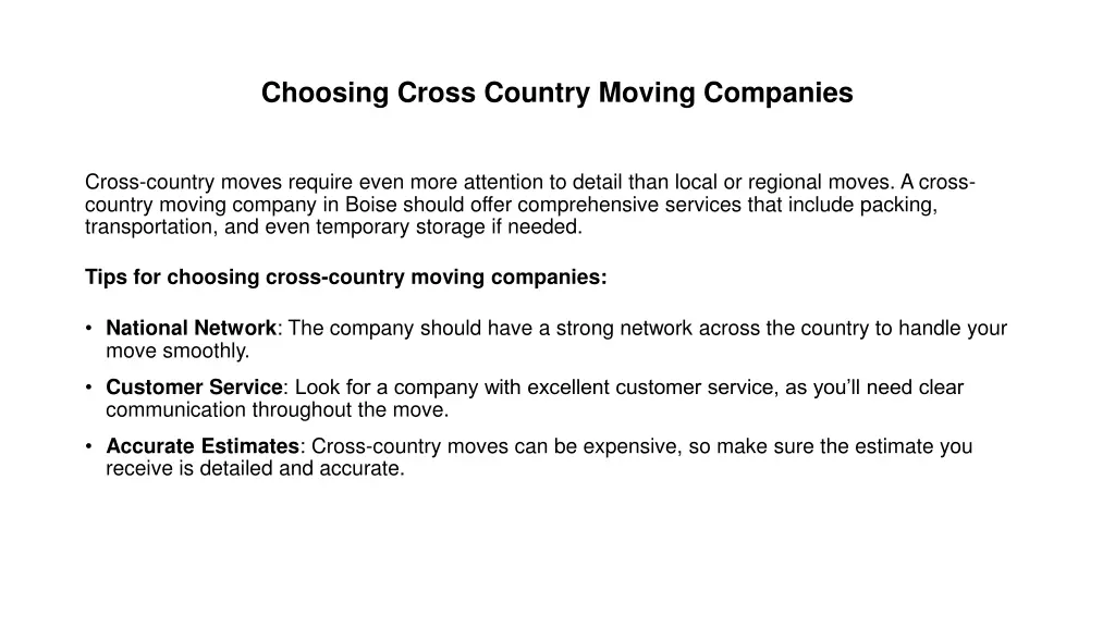 choosing cross country moving companies