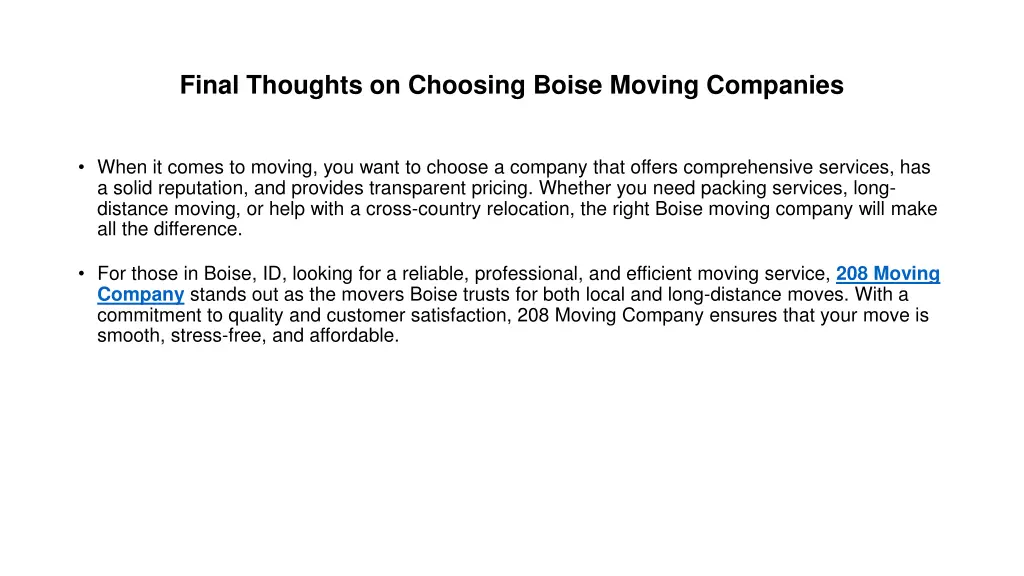 final thoughts on choosing boise moving companies