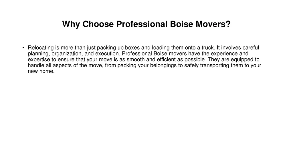 why choose professional boise movers