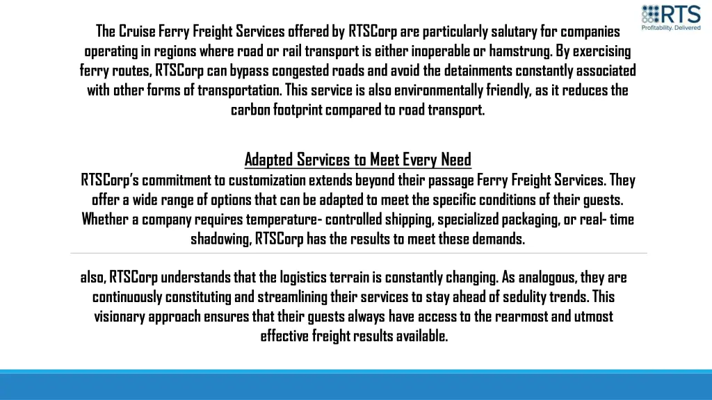 the cruise ferry freight services offered