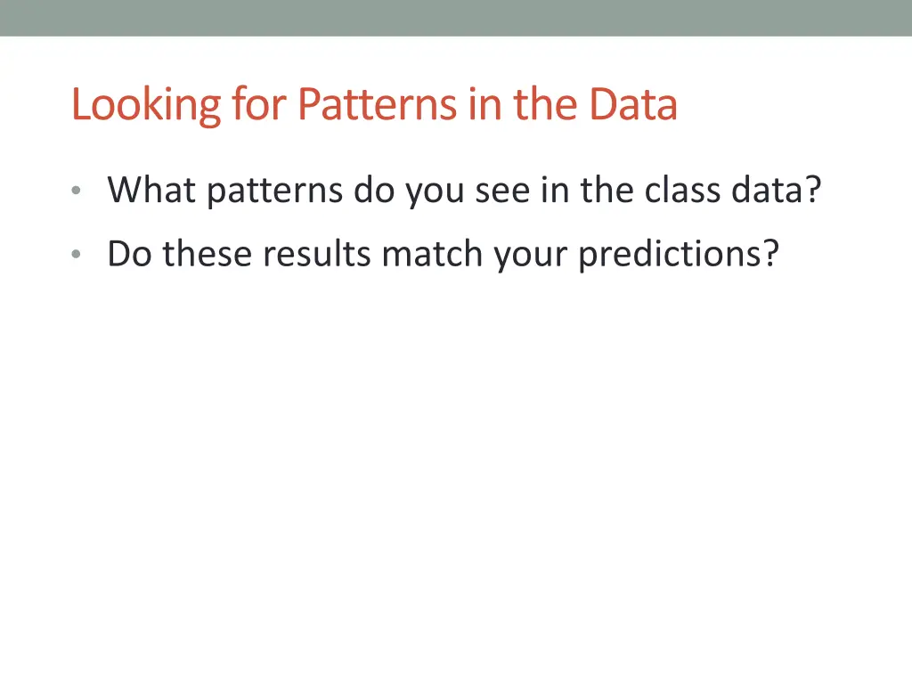 looking for patterns in the data