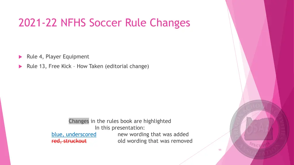 2021 22 nfhs soccer rule changes