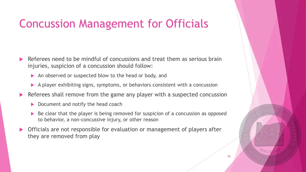 concussion management for officials