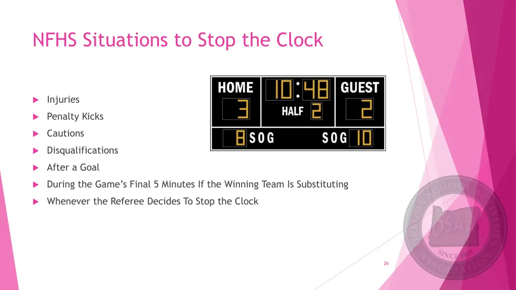 nfhs situations to stop the clock