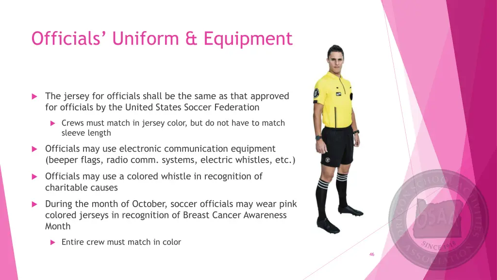 officials uniform equipment