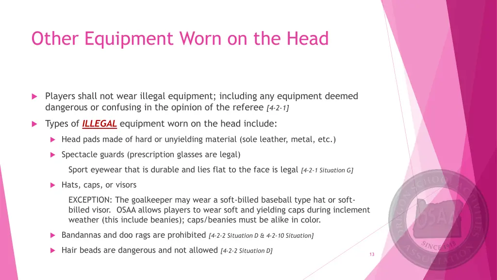 other equipment worn on the head