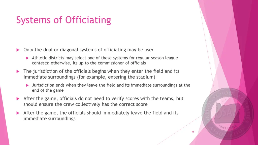 systems of officiating