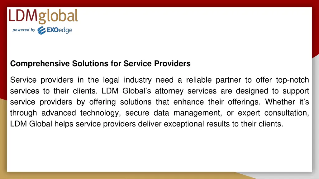 comprehensive solutions for service providers