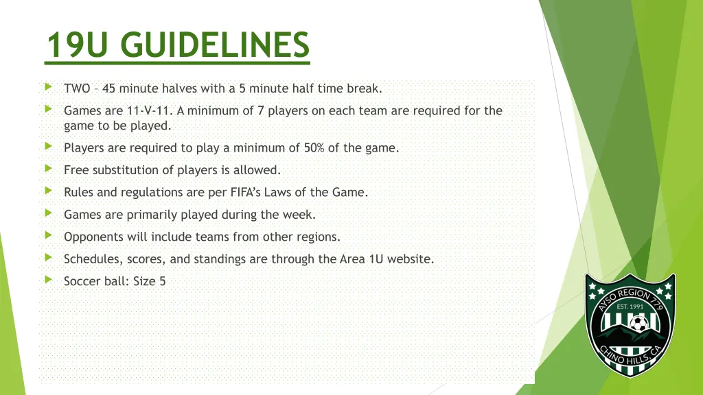 19u guidelines