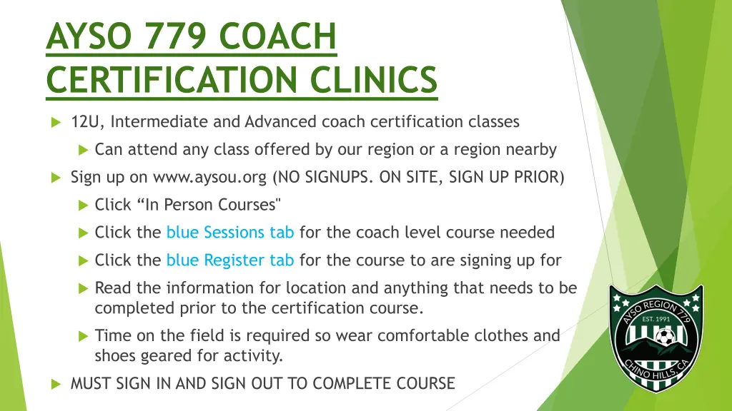 ayso 779 coach certification clinics