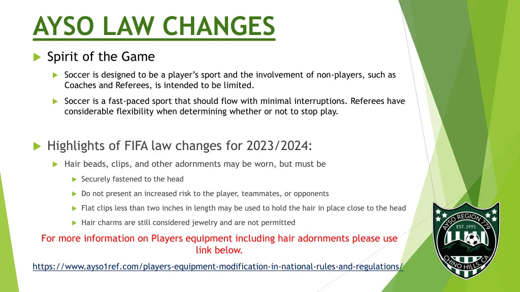 ayso law changes