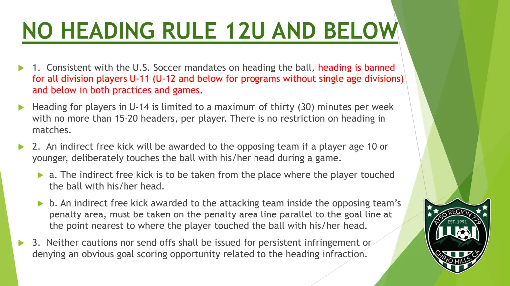 no heading rule 12u and below