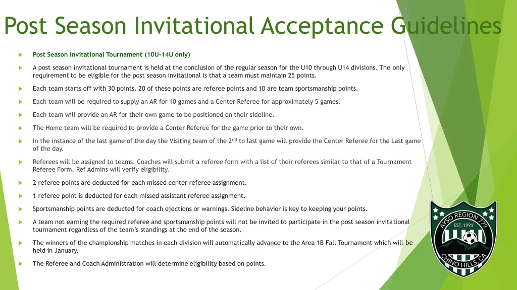 post season invitational acceptance guidelines