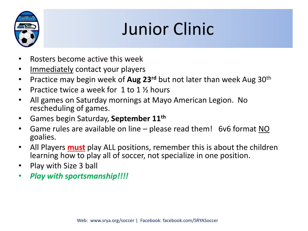 junior clinic