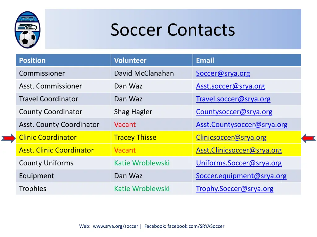 soccer contacts