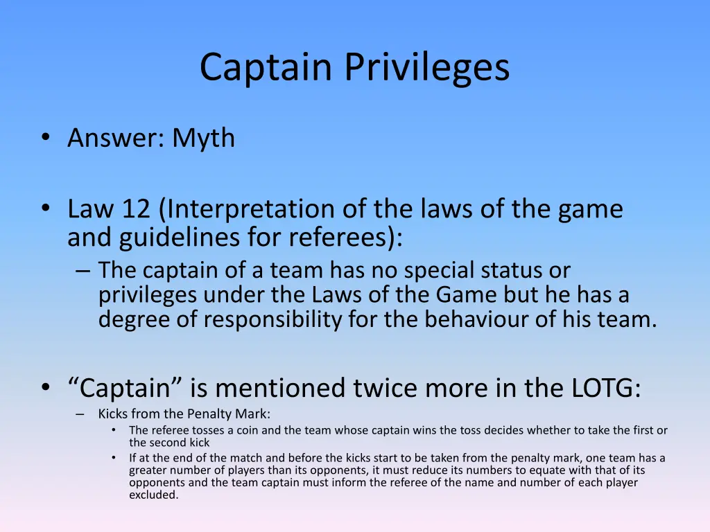 captain privileges