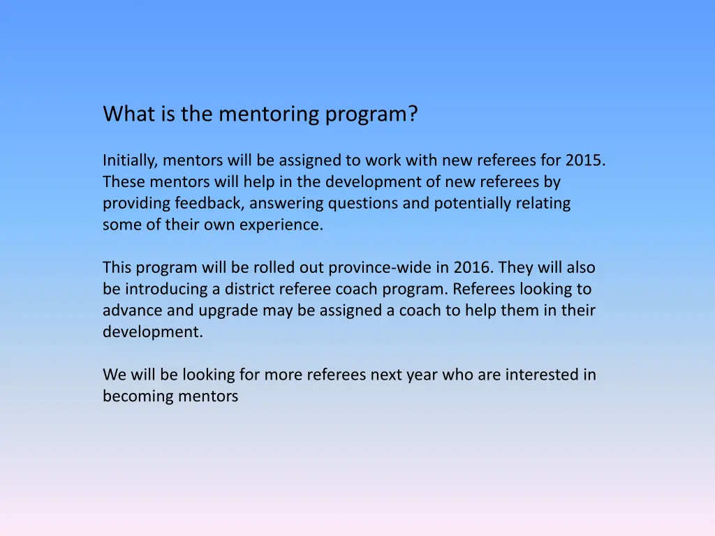 what is the mentoring program