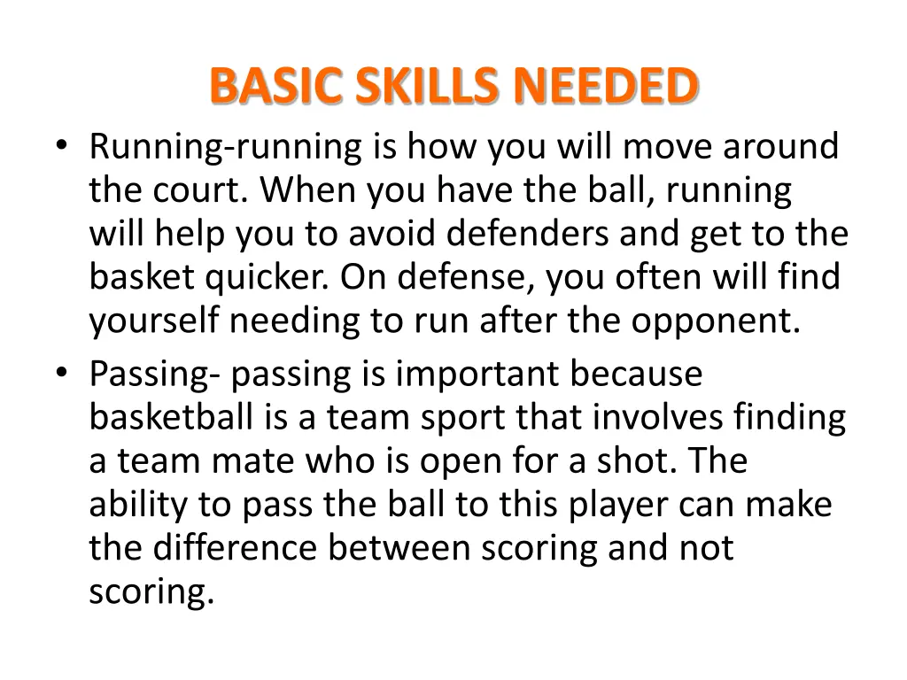 basic skills needed running running