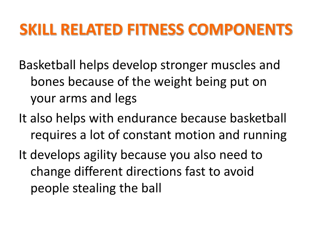 skill related fitness components