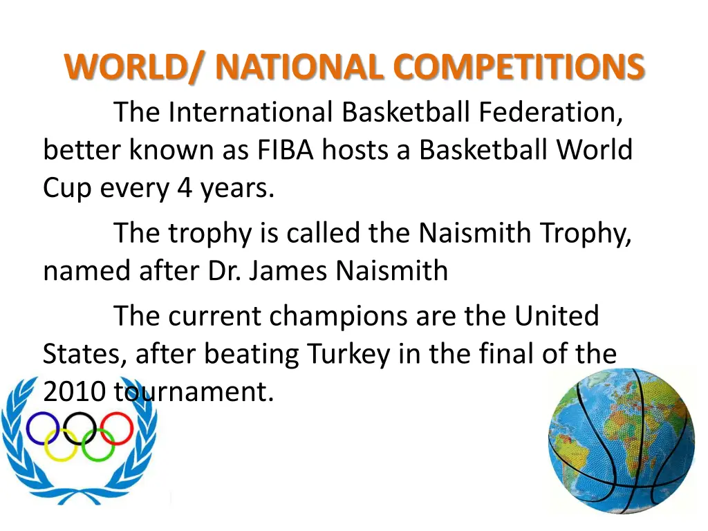 world national competitions the international