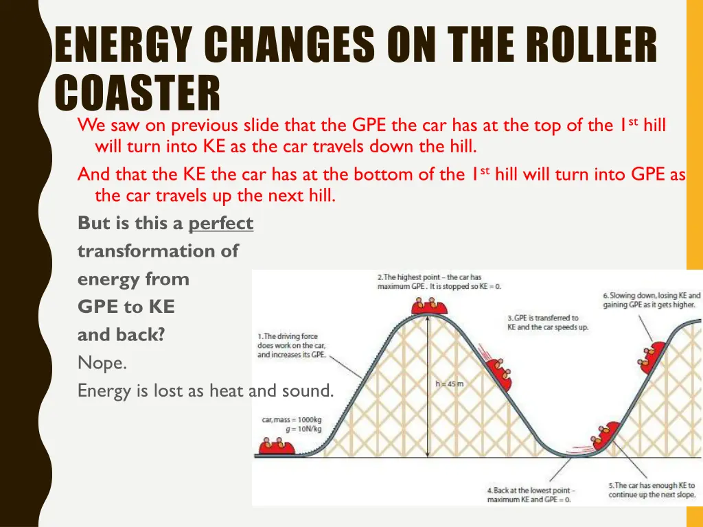 energy changes on the roller coaster