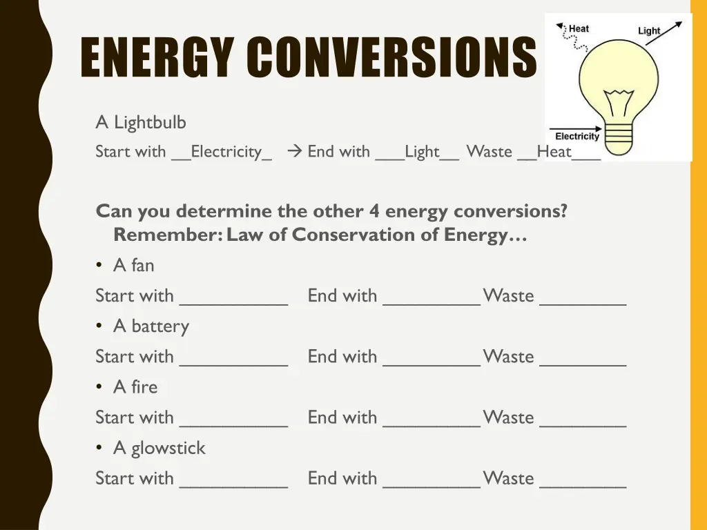 energy conversions