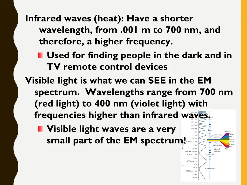 infrared waves heat have a shorter wavelength