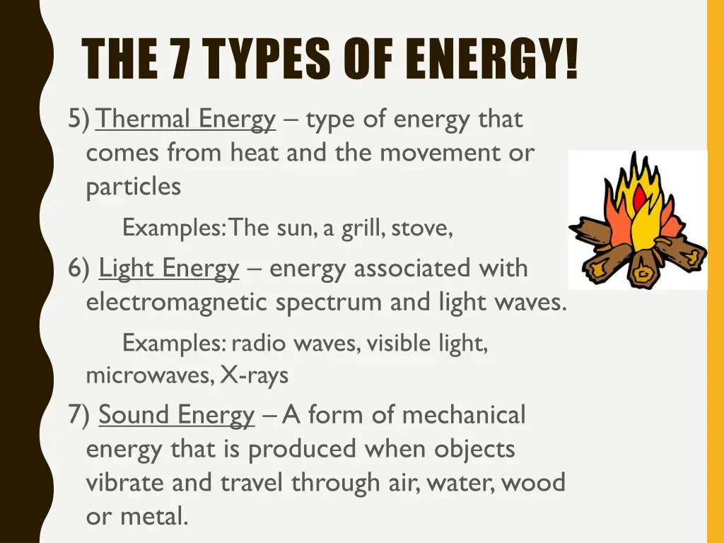 the 7 types of energy 5 thermal energy type