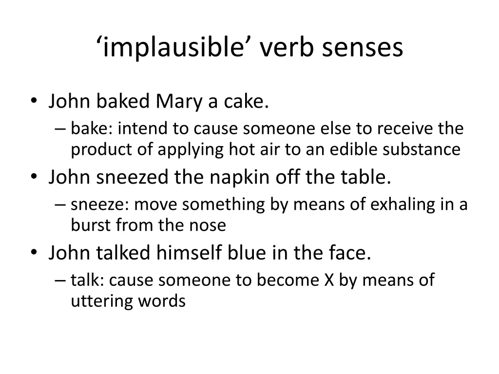 implausible verb senses