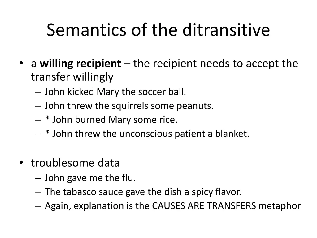 semantics of the ditransitive 1