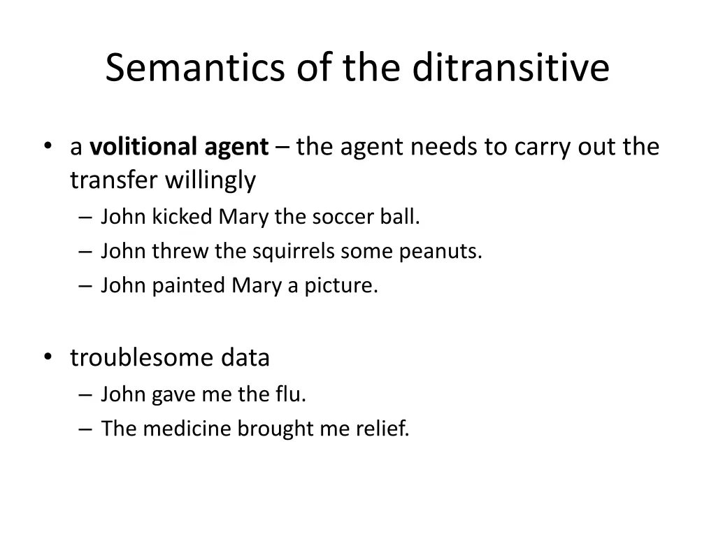 semantics of the ditransitive