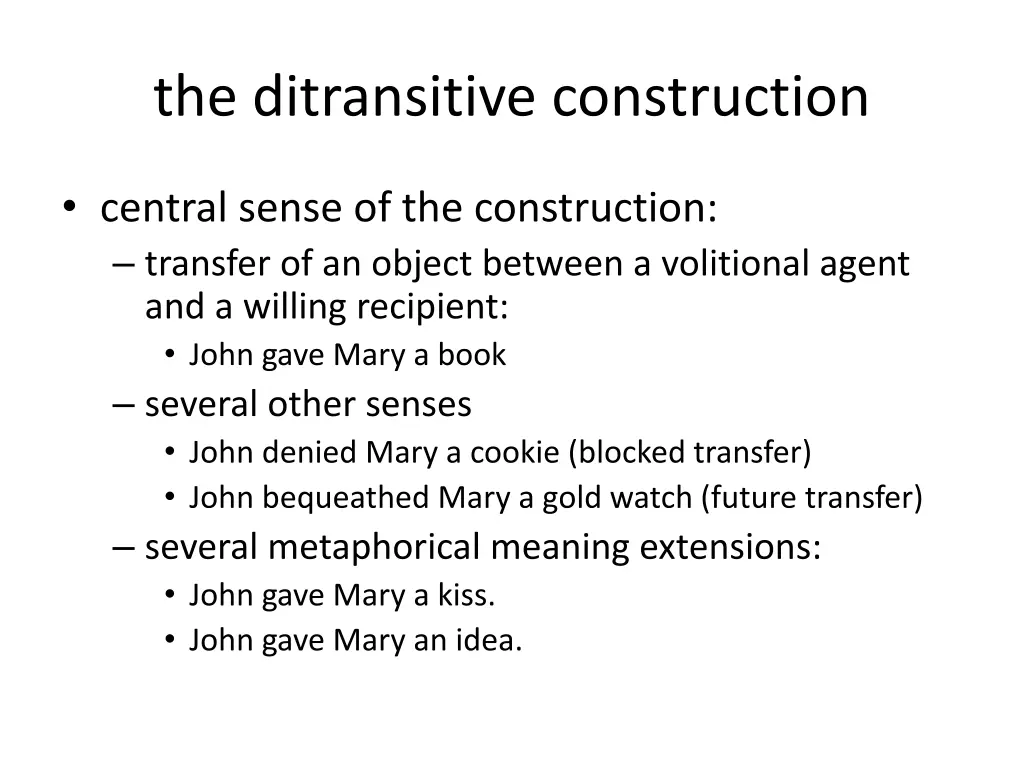 the ditransitive construction 1